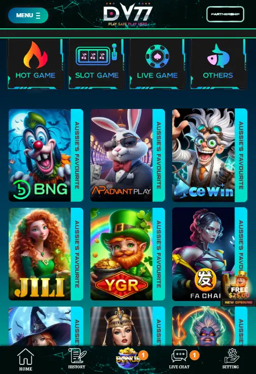 Current DV77 website displayed in a mobile browser viewport